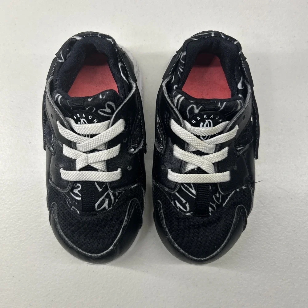 Nike Huarache Run Print Sneakers Toddler Size‎ 7C Black White 704948-004